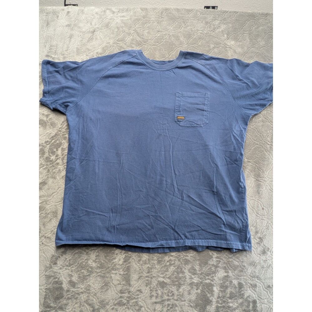 Ariat Rebar Western Workwear Pocket Tee Blue Short Sleeve Relaxed Fit Men 2XL